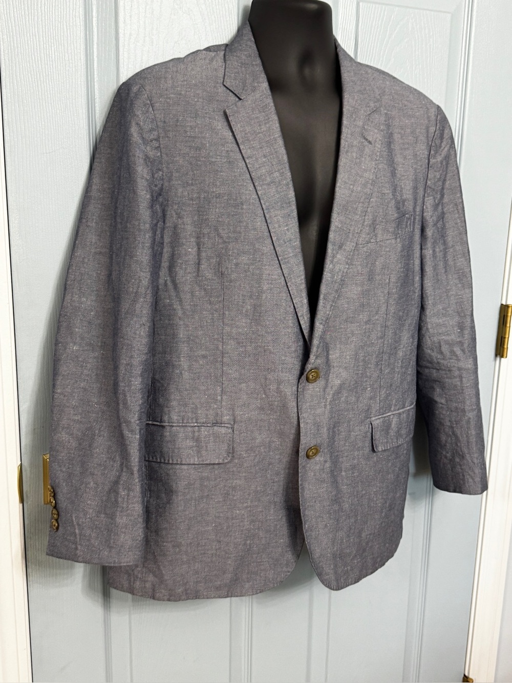 J Crew Ludlow Slim Chambray Blue Irish Linen Ctn Blazer Jacket 42 R Baird McNutt